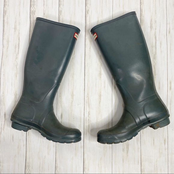 Hunter ORG Gray Tall Gloss Waterproof Rain Boots - Picture 2 of 13